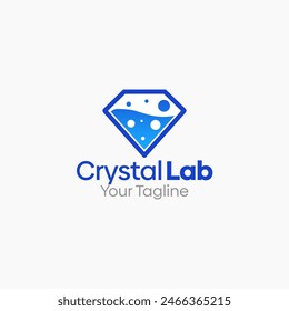 Illustration Vector Graphic Logo of Crystal Labs. Merging Concepts of a Diamond Crystal and Liquid Labs Shape. Good for business, startup, company logo
