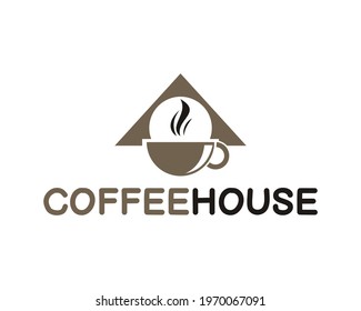 illustration vector graphic of the logo of a cup of coffee with the roof of the house, perfect for coffee, restaurant, resto, cafe, etc. 