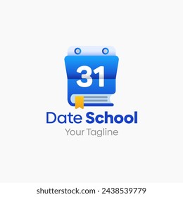 Illustration Vector Graphic Logo of Date School.Merging Concepts of a Book and Calendar Shape. Good for Education, Course, Learning, Academy etc