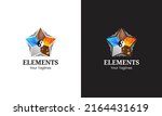 illustration vector graphic logo design, combination star shapes, yin yang, and five elements, wood, fire, earth, metal, water