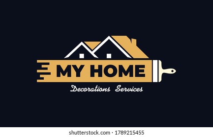 illustration vector graphic logo design. pictogram combination logo, house decoration and renovation