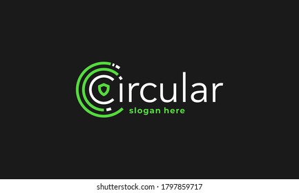 illustration vector graphic logo design. combination logotype and monogram letter C minimalist style