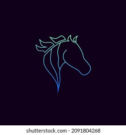 Illustration vector graphic of logo design horse line art style