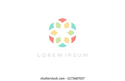 diseño de logotipo gráfico vectorial de ilustración, patrón de forma abstracta pictograma, color pastel colorido, diseño moderno