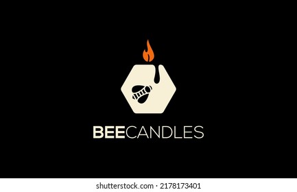 illustration vector graphic logo design, combination bee hive hexagon shape and candle, creative modern