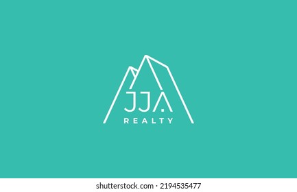 illustration vector graphic logo design, combination typography JJA realty and roof house