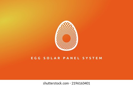 diseño de logotipo gráfico vectorial ilustrativo, logo pictograma combinación forma de huevo y sistema de panel solar con color naranja