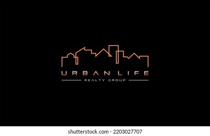 diseño de logotipo gráfico vectorial de ilustración. vida urbana, vida urbana, vida urbana. logo de construcción inmobiliaria