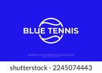 illustration vector graphic logo designs. combination pictogram and logotype. blue tennis. simple, modern, minimalist, blue background