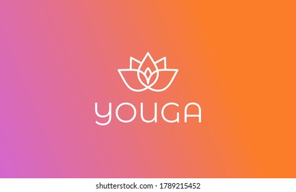 Vektorgrafik von einfachem minimalistischem Logo für abstrakte Yoga-Lotus-Blumen