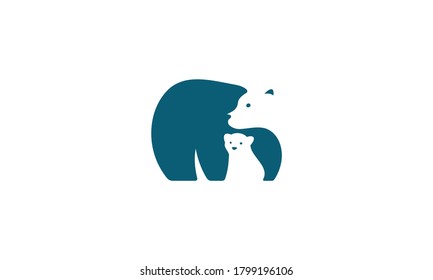 illustration vector graphic logo designs. negative space pictogram logo mother bear and cubs