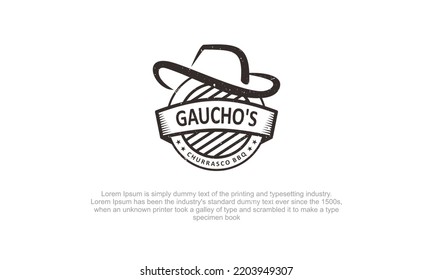 Illustration Vector Graphic Logo Designs, Emblem Badge Style Logo, Cowboy Barbeque Grilled Logo