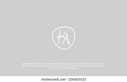 illustration vector graphic logo designs, initial letter KA monogram logo, simple minimalist thin modern style