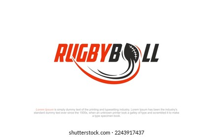 ilustración de diseños de logotipo gráfico vectorial. logotipo para RUGBY BALL, de color rojo y negro.