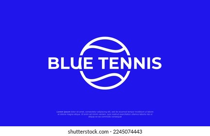 illustration vector graphic logo designs. combination pictogram and logotype. blue tennis. simple, modern, minimalist, blue background