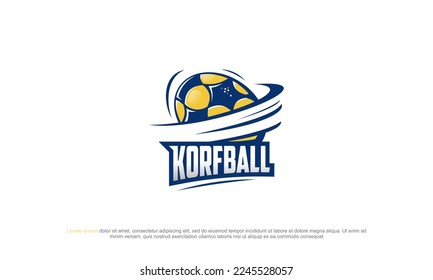 illustration vector graphic logo designs. pictogram badge style logo for KORFBALL. modern, sporty, masculine