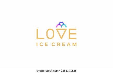 illustration vector graphic logo designs. combination pictogram, logotype love ice cream