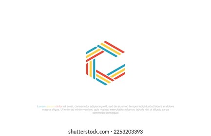 illustration vector graphic logo designs. pictogram, letter C monogram logo, colorful style