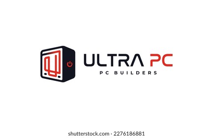 illustration vector graphic logo designs. pictogram logo, computer cpu pc builder, custom computer