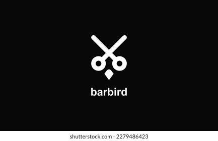 ilustración de diseños de logotipo gráfico vectorial. pictograma mascota combinación cissor de barbero y pájaro de cabeza