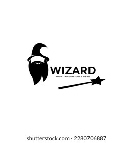 illustration vector graphic logo designs. logogram, pictogram logo combination wizard, witch.