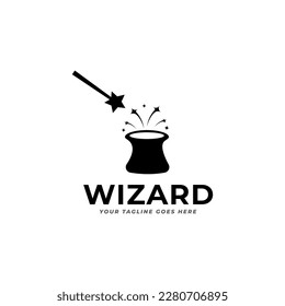 illustration vector graphic logo designs. logogram, pictogram logo combination wizard, witch.