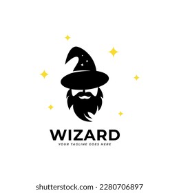 illustration vector graphic logo designs. logogram, pictogram logo combination wizard, witch.