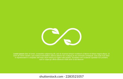 illustration vector graphic logo designs. pictogram logo leaf and infinity shape in green background