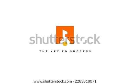 illustration vector graphic logo designs. pictogram logo key icon in square shape orange color