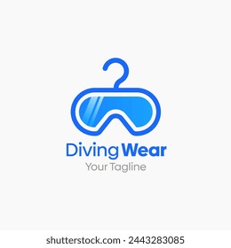 Illustration Vector Graphic Logo of Diving. Merging Concepts of a Hanger Fashion and Google Diving Shape. Good for Fashion Industry, Business Laundry, Boutique, Garment, Tailor and etc