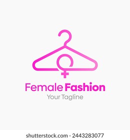 Illustration Vector Graphic Logo of Female Fashion. Merging Concepts of a Hanger Fashion and Female Symbol. Good for Fashion Industry, Business Laundry, Boutique, Garment, Tailor and etc