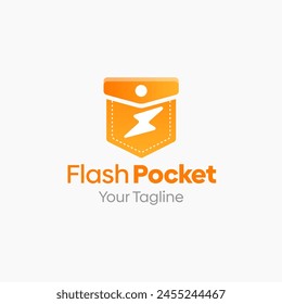 Illustration Vektorgrafik Grafiklogo von Flash Pocket. Konzepte von Flash und Pocket zusammenführen. Gut für Unternehmen, Finanzen usw