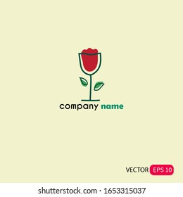 Illustration vector graphic of 
logo flower. logo with a blend of flowers with wine glasses