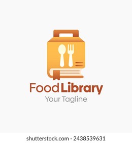 Illustration Vector Graphic Logo of Food Library. Merging Concepts of a Book and Food Package. Good for Education, Course, Learning, Academy etc