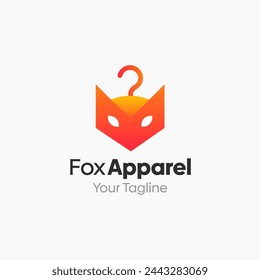 Illustration Vector Graphic Logo of Fox Apparel. Merging Concepts of a Hanger Fashion and Fox Head Shape. Good for Fashion Industry, Business Laundry, Boutique, Garment, Tailor and etc