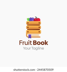 Illustration Vector Graphic Logo of Fruit Bag. Merging Concepts of a Book and Fruit Basket Good for Education, Course, Learning, Academy etc