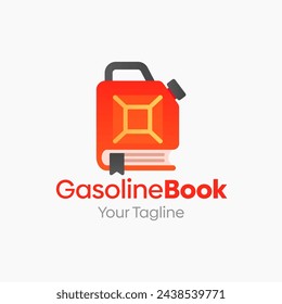 Illustration Vector Graphic Logo of Gasoline Book. Merging Concepts of a Book and jerry cans Shape. Good for Education, Course, Learning, Academy etc