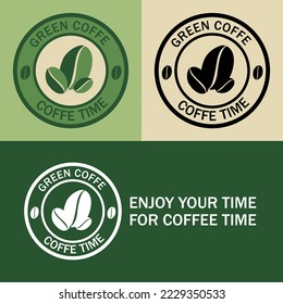 Vektorgrafik von Logo-grünen Kaffee Vintage und modern. Vektordesign-Elemente, Geschäftszeichen, Etiketten, Abzeichen, Logos, Identität und andere Branding-Objekte für Ihr Unternehmen.
