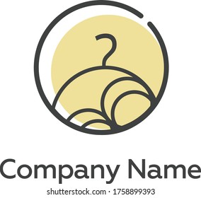 Ilustración vectorial gráfico del logo de una percha. Perfecto para la lavandería, etc