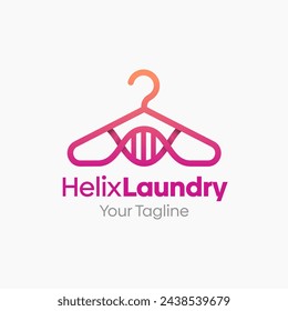 Illustration Vektor Grafik Logo der Helix Wäsche. Verschmelzung von Konzepten einer Hanger-Mode und Helix-DNA oder Gen-Form. Gut für die Modebranche, Business Wäscherei, Boutique, Bekleidung, Schneider und etc