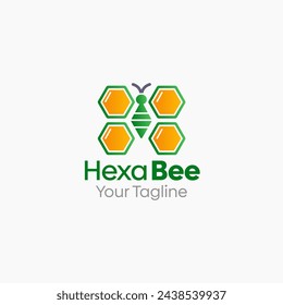 Ilustración Vector Gráfico Logo de Hexa Bee. Fusión de conceptos de forma hexagonal y abeja.