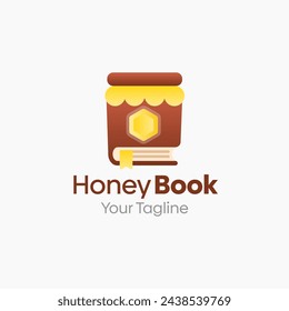 Illustration Vector Graphic Logo of Honey Book. Merging Concepts of a Book and Honey. Good for Education, Course, Learning, Academy etc