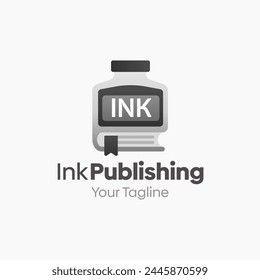Illustration Vector Graphic Logo of Ink Publishing. Merging Concepts of a Book and Bottle of ink Good for Education, Course, Learning, Academy etc