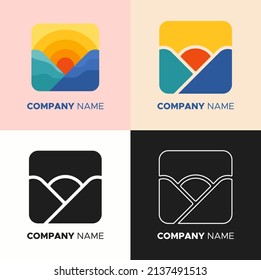 Illustration, Vektorgrafik des Logos mit Landschaft. Perfekt für Firmenlogo, Institutionenlogo usw.
