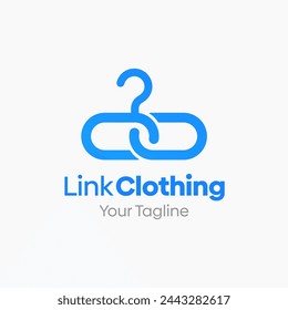 Illustration Vector Graphic Logo of Link Clothing. Merging Concepts of a Hanger Fashion and Link Chain Shape. Good for Fashion Industry, Business Laundry, Boutique, Garment, Tailor and etc