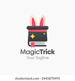 Illustration Vector Graphic Logo of Magic Trick. Merging Concepts of a Book and Hat Magic Trick. Good for Education, Course, Learning, Academy etc