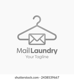 Illustration Vector Graphic Logo of Mail Laundry. Merging Concepts of a Hanger Fashion and Envelope Mail Shape. Good for Fashion Industry, Business Laundry, Boutique, Garment, Tailor and etc