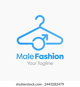 Illustration Vector Graphic Logo of Male Fashion. Merging Concepts of a Hanger Fashion and Male Shape. Good for Fashion Industry, Business Laundry, Boutique, Garment, Tailor and etc