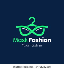 Illustration Vector Graphic Logo of Mask Fashion. Merging Concepts of a Hanger Fashion and Hero Mask Shape. Good for Fashion Industry, Business Laundry, Boutique, Garment, Tailor and etc