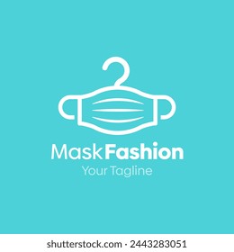 Illustration Vector Graphic Logo of Mask Fashion. Merging Concepts of a Hanger Fashion and Mouth Mask Shape. Good for Fashion Industry, Business Laundry, Boutique, Garment, Tailor and etc